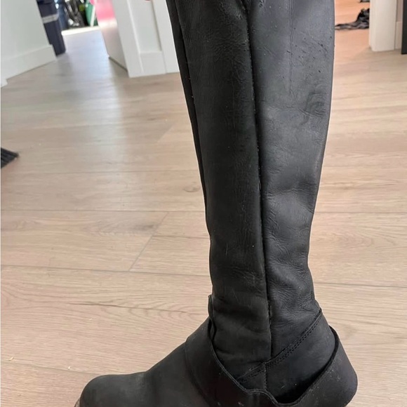 John Fluevog Black Combat Boots with Silver Buckle - Picture 6 of 7